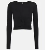 [Alo Yoga] Alo Yoga Cover knit crop top AU 14 black