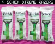4 SCHICK Xtreme 3 3-Blade Disposable Razors Sensitive 4 Packages - Sealed & NEW