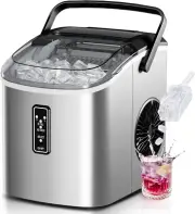 Ice Maker Countertop, 9 Cubes Ready in 6 Mins, 26Lbs/24H, Self-Cleaning, Portabl