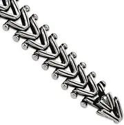 [JewelryWeb] 15mm Stainless Steel Artisan Oxidized and Polished Fancy Franco Link Bracelet 8.25 Inch-Link-Bracelet for Women