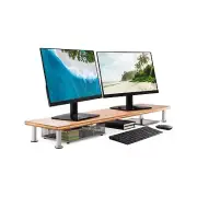 Dual Monitor Stand for 2 Monitors, Large Monitor Riser Made with Solid Bamboo...