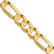 20 Inch 10K 7.5mm Concave Figaro Bracelet