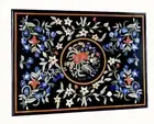 Pietra Dura Art Dining Table Top Rectangle Black Marble Office Meeting Table