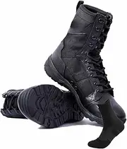 [CLSQLXYJZC] Durable Army Combat Boots, Men's Waterproof Hiking Work Boots Men's military tactical boots Lightweight work boots for men breathable jungle Desert Boots