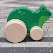 Green Wooden Wheel Frog Jumping Push Toy Walgreens Happy Go Fluffy
