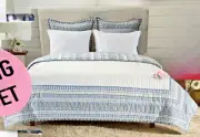 Tahari Hand Stitched Block Print King Size Quilt
