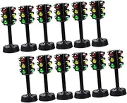 JOINPAYA 12pcs Traffic Light Model Mini+Traffic+Cones Gas Station Toy Road Signs and Cones Play Traffic Light Toy Traffic and Crosswalk Interesting Lamp Stop Light Decor Black Abs