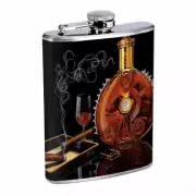 Cigar Art Em1 Flask 8oz Stainless Steel Hip Drinking Whiskey