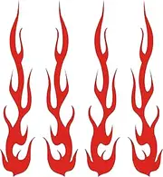 Red Hot Rod Flame Fire Tribal Retro Reflective Decals Sticker for Helmet Cane Bicycle 1"x5", 4 Pack