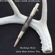 Handmade Buckeye Burl Gold Bolt Action Pen