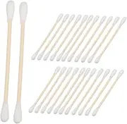 GLEAVI 100 Pcs Cotton Swabs Double Ended Cotton Swabs with Wooden Handles for Makeup Ear Wax Cleaning Swabs Delicate Surface Cleaning Swabs