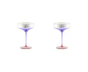 2x 50th Birthday 300ml Fluted Coupe Wine/Cocktail Glass Stemmed Drinkware Purple