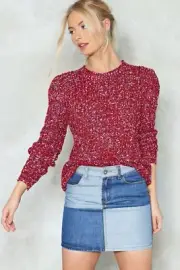 NWT Nasty Gal "Mixed Emotions Multicolored Sweater" in "Wine" Red Size S/M