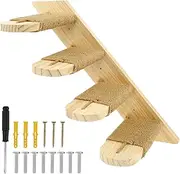 1 Pack 4 Steps Cat Wall Shelves,Wood Cat Wall Stairs with Sisal Rope,Four Layers Wall Mounted Cat Wall Ladder,Reversible Left and Right Direction Cat Shelf Stairway for Cat Climbing Playing