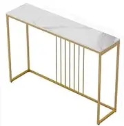 Multifunctional Console Table for Entryway Living Room Furniture Sofa Side Table with Strong Metal Stand Behind Couch(White,Small)