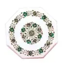 Marble side 12" Table Top marquetry malachite floral inlay Home Decorative