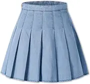 SANGTREE Women Girls Pleated Skirts with Shorts, Elastic Waist Uniform Plus Size Tennis Casual Skirt, 2 Years - US 4XL