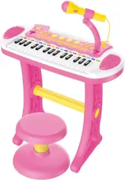 Children'S Electronic Keyboard - 37 Keys, Stand, Stool, and Microphone Included.