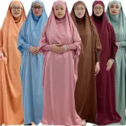 Overhead Full Cover Abaya Burka Niqab Islamic Prayer Kaftan Dubai Ramadan Caftan