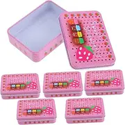 ABOOFAN 6pcs Boxes Mini Cartoon Tinplate Storage Boxes Jewelry Coin Containers Stylish Rectangle Design for Cards Small Items for Young Adults
