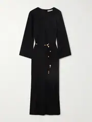 [Faithfull] Faithfull - Galea Belted Bead-embellished Linen Maxi Dress - Black - x small x small Black