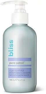 Bliss Pore Patrol Cleanser, Clay-to-Foam Purifying and Detoxifying Cleanser with Willow Bark, Minimizes the Appearance of Pores | Hypoallergenic | Clean | Cruelty-Free | Paraben Free | Vegan | 6.4 oz