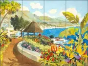 Seascape Tile Mural Altman Laguna Overlook Art Ceramic Backsplash RWA005