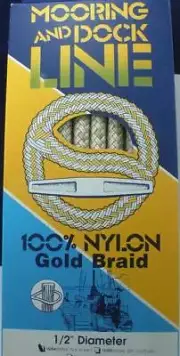Wellngton Double Braid Nylon Mooring Rope Dock Line 1/2" x 15ft Gold Braid
