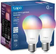 Tapo Smart Bulbs RGBW, A19, 800LM, Alexa/Google, No Hub, WiFi, 2-Pack (L530E)