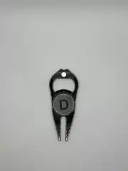 Golf Divot Repair Tool And Bottle Opener With Magnetic Ball Marker Initial "D"