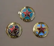 RARE lot of 3 Chinese Army Navy & Airforce PLA Type85 Enameled COPPER Hat Badges