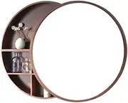 Mirror Cabinets Wall-Mounted Bathroom Mirror with Shelf Wall Hanging Toilet Bathroom Modern Minimalist (Color : Brown, Size : 60 * 60 * 13cm)