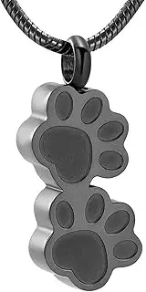 BIAIHQIE Ashes Pendant Stainless Steel Double Paw Print Urn Pendant Memorial Cremation Jewelry Urn for Ashes Funeral Keepsake Necklace-AAA_c