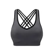 Nevenka Padded Strappy Sports Bras For Women Activewear Tops For Yoga Running Fitness-Gray-8002