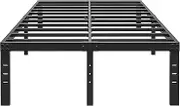 HOBINCHE 16 Inch Queen Size Bed Frame - No Box Spring Needed Heavy Duty Black Metal Platform Mattress Foundation, Non-Slip Noise Free Easy Assembly Steel Slats Bedframes with Cleance Storage