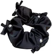 [HUFFA] Large Pearl Bow Hair Ring Elegant Hair Rope Accessories For Women(black)