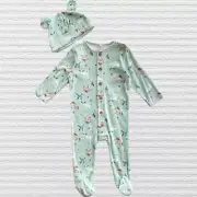 New Kyle & Deena Baby Boys Wildlife Animals Coverall Set Green Long Sleeve 6-9M