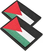 DOITOOL 2pcs Embroidered Palestine Flag Patches for Backpacks and Jackets Durable Decorative Cloth National Badge with Fastener Unique Identity Accessories