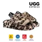 AUSTRALIAN SHEPHERD® UGG Fluffy Slides Women Leopard Print Wool Platform Sandals