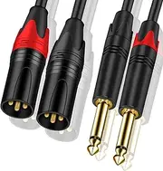Tunghey XLR Male to 6.35mm 1/4'' TS Mono Microphone Patch Cable, Splitter Adapter, Unbalanced Mic Audio Cord (2m)