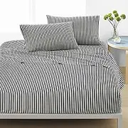 MARIMEKKO - Twin Sheets, Cotton Percale Bedding Set, Crisp & Cool Home Decor (AJO Black, Twin/Twin XL)