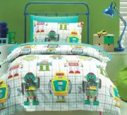 Robot Quilt Cover Set Boys Bedding Robotics Gadgets Computers Kids