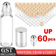 UP 60PCS 10ML Matte White Clear Glass Roll On Bottles Roller for Essential Oils