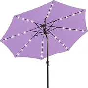 JEAREY Upgrade 9FT LED Lighted Patio Umbrella, Solar Outdoor Umbrella, Tilt Table Umbrella for Pool, Deck & Yard(Taro Purple)
