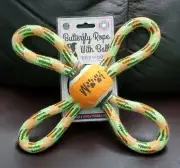 Bow Wow 11" Butterfly Rope with Ball Dog Toy, Tug/Toss/Fetch New