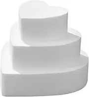 Homoyoyo 3pcs Heart Shaped Foam Dummy Model for Cake Decorating Fondant Mold for Wedding and Valentine's Day Convenient Baking Base for Home and Commercial Use