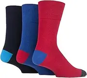 [SOCK SHOP GENTLE GRIP] SockShop Gentle Grip | Non-Binding Cotton Socks | 3 Pairs | Men's 6-11UK / 7-12US / 39-45EU | Colourburst | Hybrid Red Blue