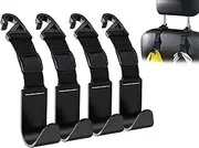Flymic Adjustable Car Seat Headrest Hook, Universal Storage Headrest Hanger, Holder Hooks, Organizer for Vehicle, Strong and Durable Backseat Hanger Interior Accessories for Handbag Purse Coat 4 Pack