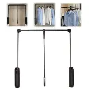 Pull Down Closet Rod, Heavy Duty Clothes Rail Two-way Buffering Closet Pull D...