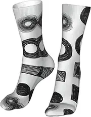 [CSIVKEJ] Crew Socks Comfort Casual Athletic Multi Design Socks For Women Men, Black White 14, One Size, Black White 14, One size